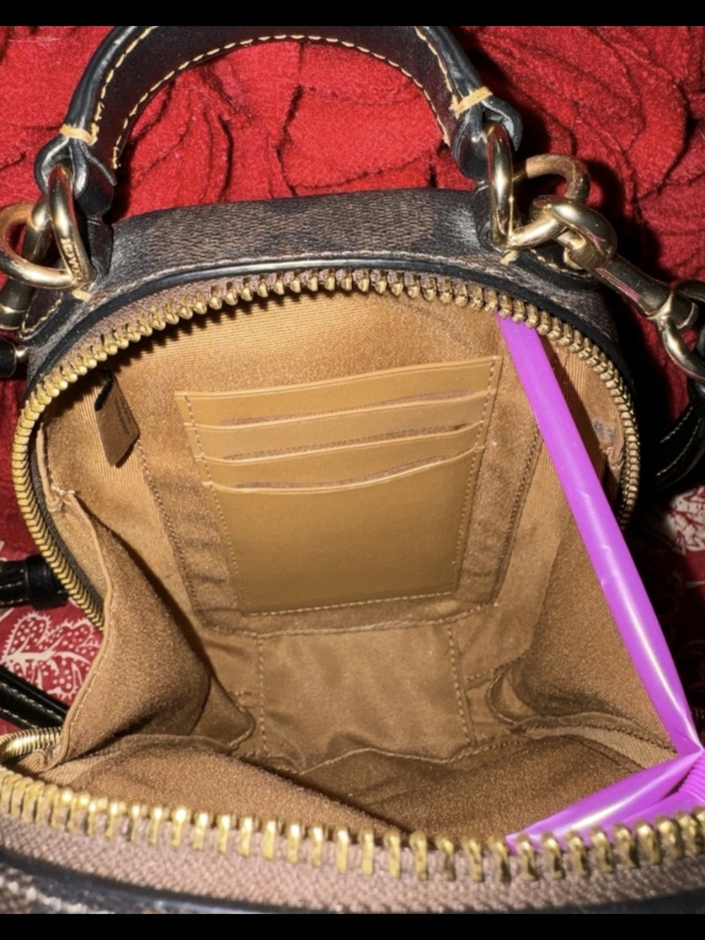 Coach Beige Signature Canvas Crossbody with Black Trim - Picture 5 of 5